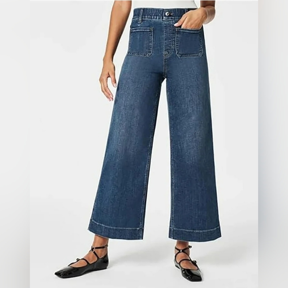 SPANXshape™ Original EveryWearCropped Wide Leg Jeans with Patch Pockets  Size 1X